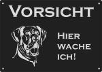 Aluminium Warnschild Deutsche Dogge VORSICHT Hier wache ich!